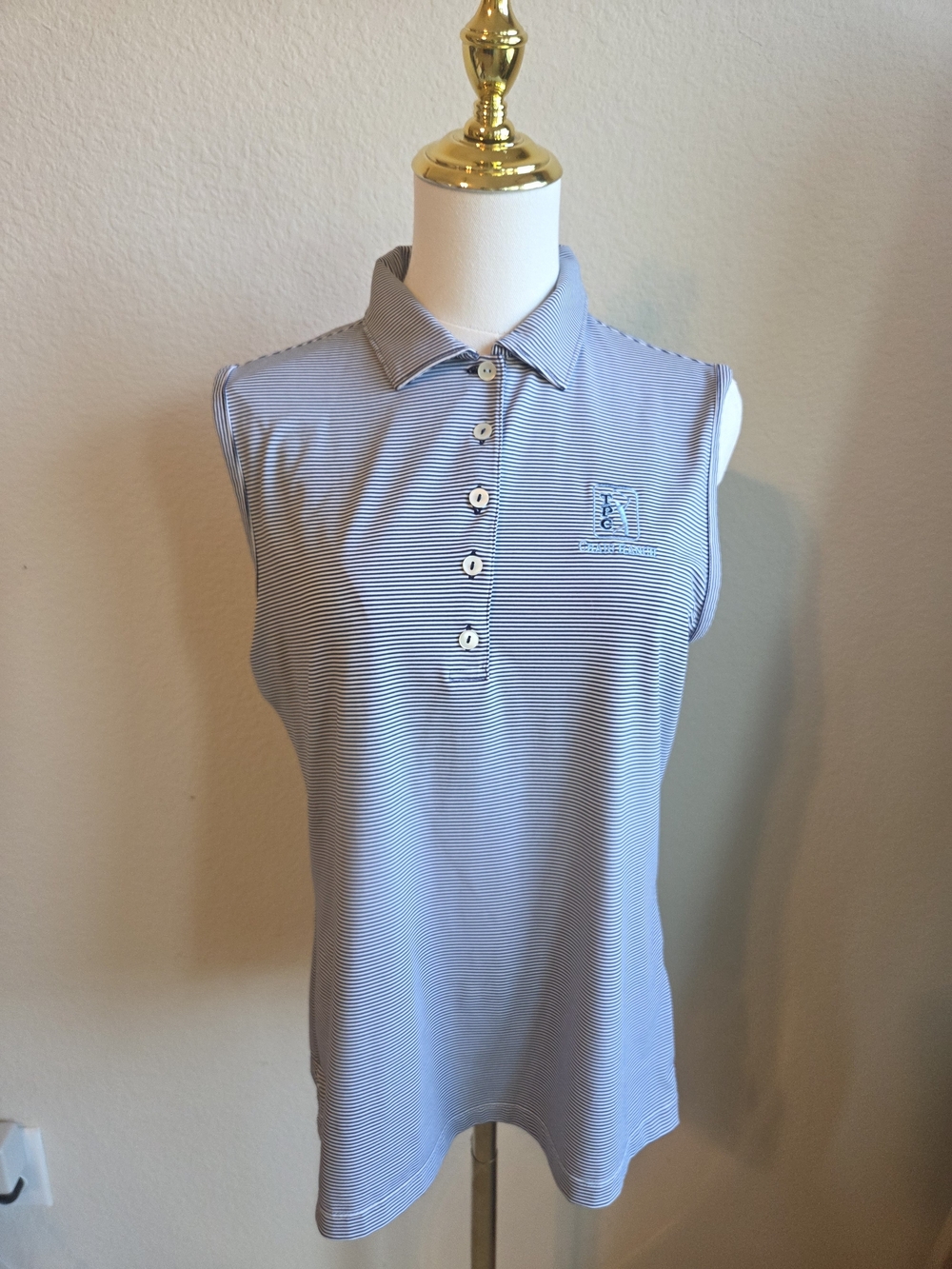 Peter Millar Women’s Sleeveless Golf Polo Size 10 TPC Craig Ranch Striped